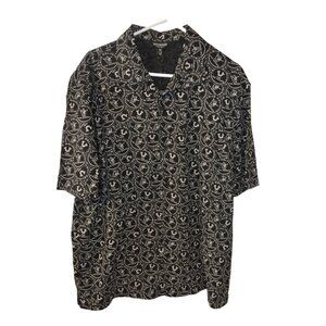 True Religion AOP Resort Shirt XL Jet Black All Over Logo NWT Mens $79 MSRP